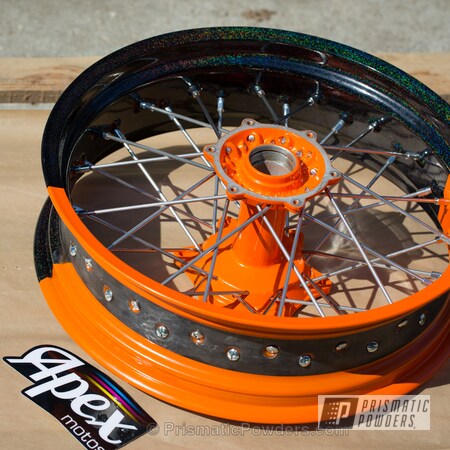 Powder Coating: RAL 2009 Traffic Orange,City Lights PMB-2689,Powder Coated Supermoto KTM Wheel,Wheels