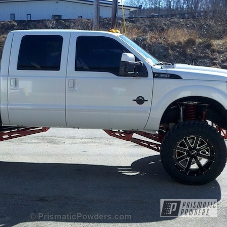 Powder Coating: WILDER RED UPB-4842,Powder Coated F350 Lift  and Bumpers,Heavy Silver PMS-0517,Polar White PSS-5053,Off-Road