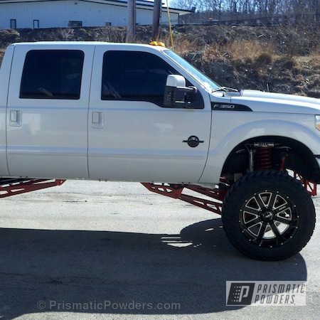 Powder Coating: Heavy Silver PMS-0517,Off-Road,Polar White PSS-5053,Powder Coated F350 Lift  and Bumpers,WILDER RED UPB-4842