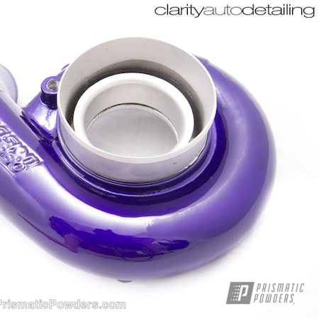Powder Coating: Clear Vision PPS-2974,Powder Coated Turbo Charger Compressor Cover,Illusion Purple PSB-4629,Automotive