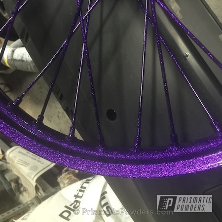Powder Coating: Powder Coated Dirt Bike Wheel,Disco Purple PPB-7033,GLOSS BLACK USS-2603,Off-Road