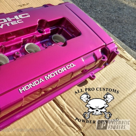 Powder Coating: Valve Cover,Powder Coated Honda Valve Cover,Clear Vision PPS-2974,Automotive,Illusion Violet PSS-4514