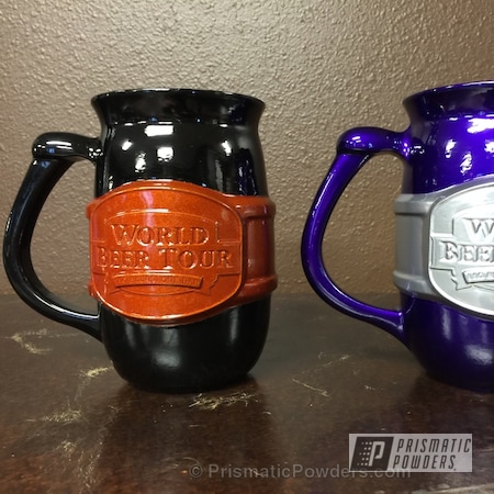 Powder Coating: Illusion Rootbeer PMB-6924,Miscellaneous,Illusion Purple PSB-4629,Powder Coated Chicago Beer Mugs,GLOSS BLACK USS-2603