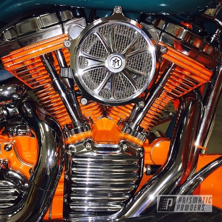 Powder Coating: Just Orange PSS-4045,Motorcycles,Powder Coated Diamond Cut Harley