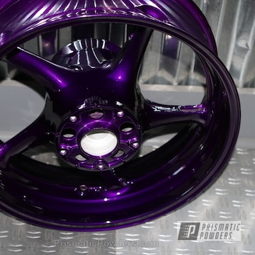 Illusion Purple With Clear Vision Top Coat On This Motorcycle Wheel