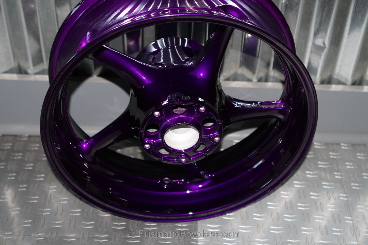 Custom Rims Purple Illusion Purple with Clear Vision Top Coat on this Motorcycle Wheel ...