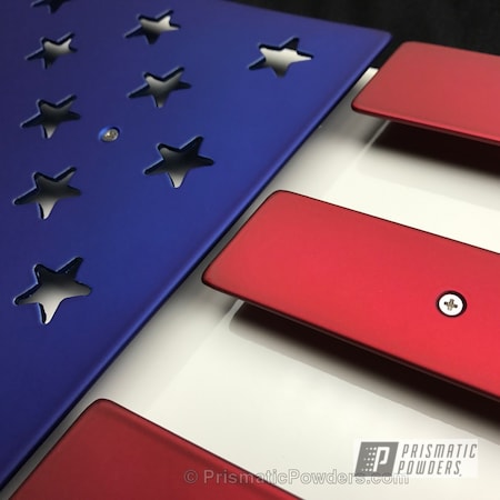 Powder Coating: Custom Artwork,TWISTED WIZARD RED UPB-5514,SUPER CHROME USS-4482,chrome,Independence Day,Chrome Base Coat,Custom 2 Coats,Intense Blue PPB-4474,Multi Powder Application,American Flag Theme,Miscellaneous,Clear Top Coats