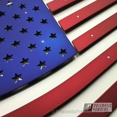 Powder Coating: Custom Artwork,TWISTED WIZARD RED UPB-5514,SUPER CHROME USS-4482,chrome,Independence Day,Chrome Base Coat,Custom 2 Coats,Intense Blue PPB-4474,Multi Powder Application,American Flag Theme,Miscellaneous,Clear Top Coats