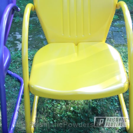 Powder Coating: Peeka Blue PPS-4351,Yamaha Yellow PMB-5654,Multi-Powder Application,Vintage Chairs,Galaxy Wave PMB-2497,Furniture,Multi Color
