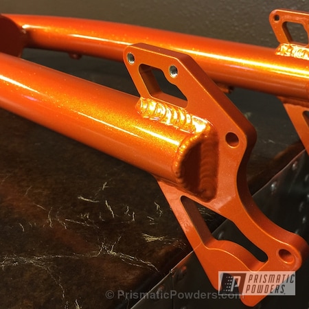 Powder Coating: Powder Coated RANS Bicycle Frame,Bicycles,Illusion Orange PMS-4620,Baby Rockstar Sparkle PPB-6627