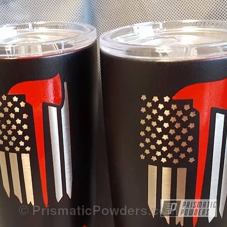 Powder Coating: Textured,Custom Cups,American Flag,Thin Red Line Theme,RAL 3002 Carmine Red,Miscellaneous,Custom 2 Coats
