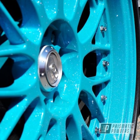 Powder Coating: Wheels,Powder Coated 300zx Wheel,RAL 5018 Turquoise Blue