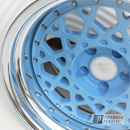 Powder Coating: Wheels,Clear Vision PPS-2974,Troll Blue PSS-2657,Powder Coated Barramundi Design Wheels