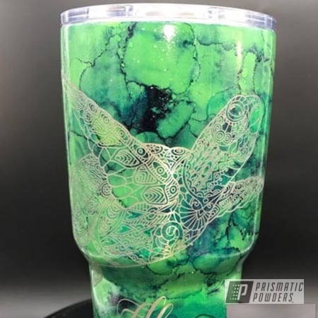 Powder Coating: Alcohol Ink Green Sea Turtle,Clear Vision PPS-2974,RAL 6018 Yellow Green,Clear Top Coat,Custom Cup,Miscellaneous
