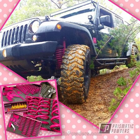 Powder Coating: Jeep Coil Springs,Single Powder Application,Passion Pink PSS-4679,Off-Road,Custom Off-Road Parts