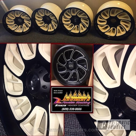 Powder Coating: Custom Rims,RAL 1013 Oyster White,Automotive,SATIN BLACK METALLIC PMB-1192,Two Tone Wheels,Wheels