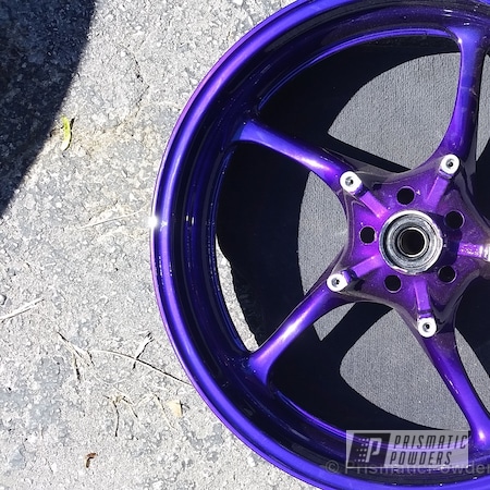 Powder Coating: Motorcycles,Powder Coated Motorcycle Wheel,Clear Vision PPS-2974,Illusion Purple PSB-4629