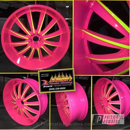 Powder Coating: Gloss White PSS-5690,28 Inch Wheels,3-stage,Sassy PSS-3063,Automotive,Shocker Yellow PPS-4765,Wheels,Two Tone