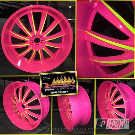 Powder Coating: Gloss White PSS-5690,28 Inch Wheels,3-stage,Sassy PSS-3063,Automotive,Shocker Yellow PPS-4765,Wheels,Two Tone