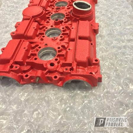 Powder Coating: Textured,Valve Cover,Powder Coated Volvo T4 Valve Cover,Burnt Red Texture PTS-6422,Automotive