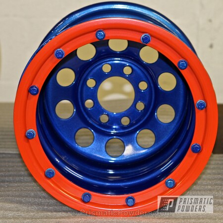 Powder Coating: Illusion Blueberry PMB-6908,Powder Coated Wheel,Custom 2 Coats,Harley Orange PMB-2829