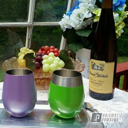 Powder Coating: Stainless Stemless Wine Glasses,Lime Juice Green PMB-2304,Sea Foam Pearl PMB-6797,Custom Glassware,Miscellaneous