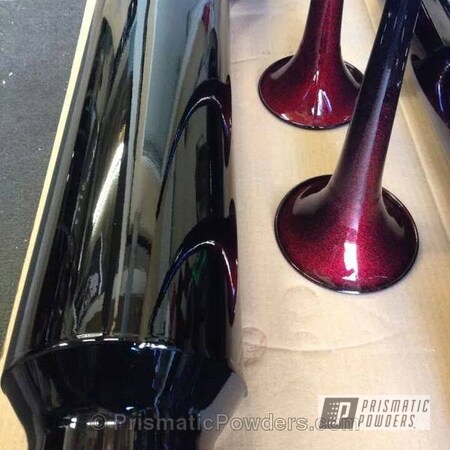 Powder Coating: Ink Black PSS-0106,Clear Vision PPS-2974,Super Red Sparkle PPB-4694,Automotive,Powder Coated Exhaust Components