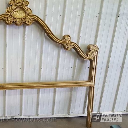 Powder Coating: Custom,King Sized Vintage Bed Frame,Single Powder Application,Gold Bar Gold HMB-2225,Furniture