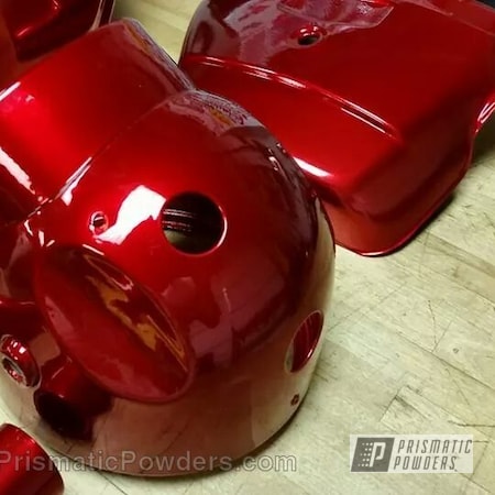 Powder Coating: SUPER CHROME USS-4482,chrome,Honda CB 450 Build with Powder Coating,Motorcycles,Deep Red PPS-4491