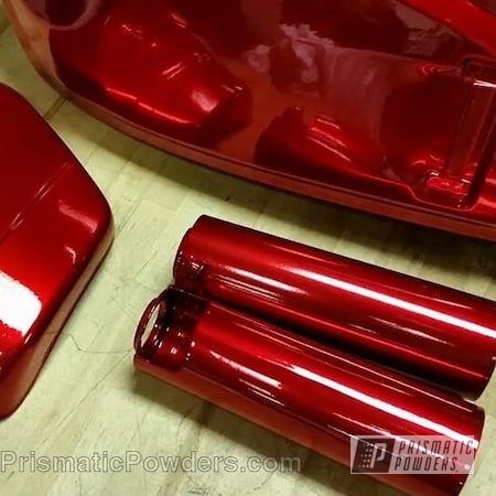 Powder Coating: Motorcycles,Deep Red PPS-4491,SUPER CHROME USS-4482,chrome,Honda CB 450 Build with Powder Coating