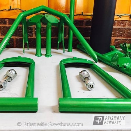 Powder Coating: Lollypop Lime PPS-5628,Powder Coated Snowmobile Components,Off-Road