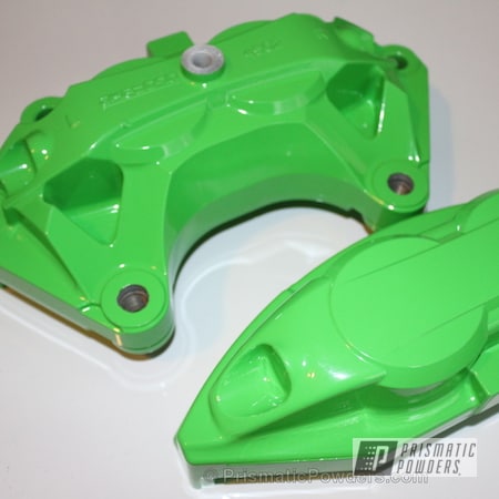 Powder Coating: Kiwi Green PSS-5666,Single Powder Application,Automotive,Custom Brake Caliper