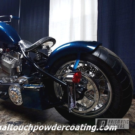 Powder Coating: Magnum Blue Sparkle PPB-5078,Motorcycles,Silk Satin Black HSS-1336,Clear Vision PPS-2974