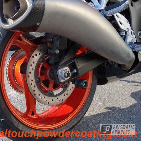 Powder Coating: Motorcycles,Wheels matched to paint,Clear Vision PPS-2974,Hot Orange Sparkle PMB-6311