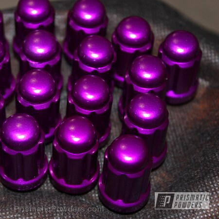 Powder Coating: Automotive,Clear Vision PPS-2974,Illusion Violet PSS-4514,Powder-coated-lugnuts-car