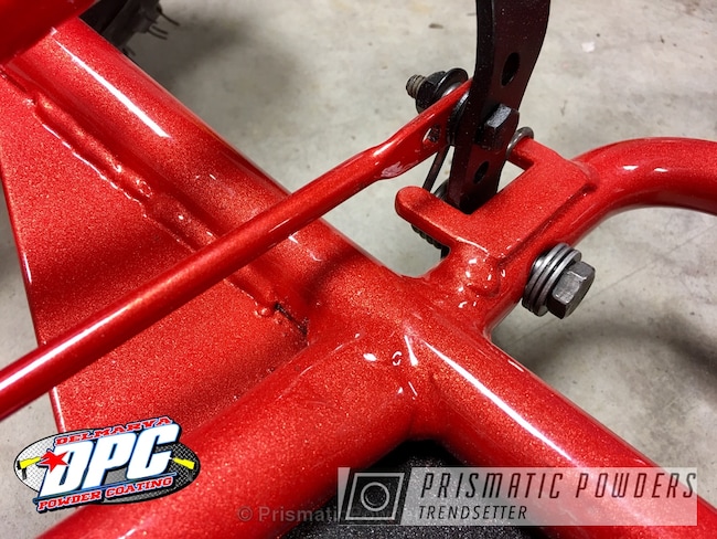 Powder Coating: Clear Top Coat,Early 80's Manco Dingo Restoration,Custom 2 Coats,Clear Vision PPS-2974,Complete Rebuild,Illusion Red PMS-4515