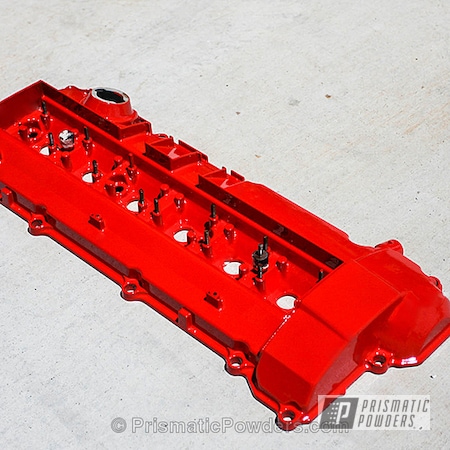 Powder Coating: Custom,Valve Cover,powder coating,Clear Vision PPS-2974,Racer Red PSS-5649,S50 Valve cover,Red,Automotive,Prismatic Powders,powder coated