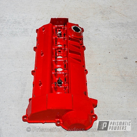 Powder Coating: Custom,Valve Cover,powder coating,Clear Vision PPS-2974,Racer Red PSS-5649,S50 Valve cover,Red,Automotive,Prismatic Powders,powder coated