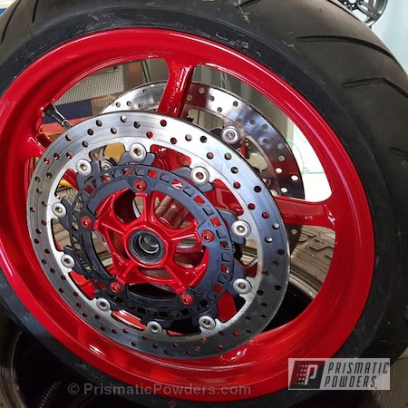 Powder Coating: Single Powder Application,Wheels,Red Wheel PSS-2694,Motorcycles,Motorcycle Rim