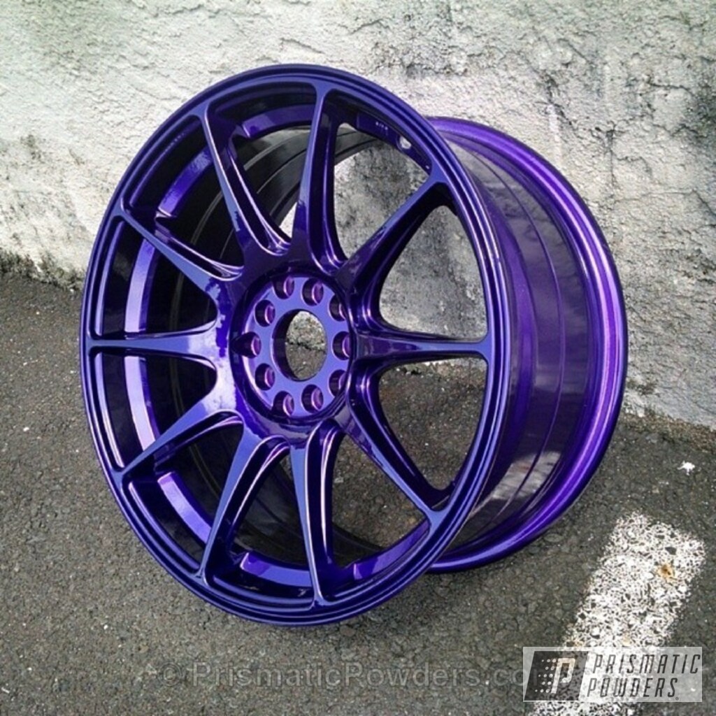 Auto Wheel Powder Coated in Illusion Purple and Clear Vision