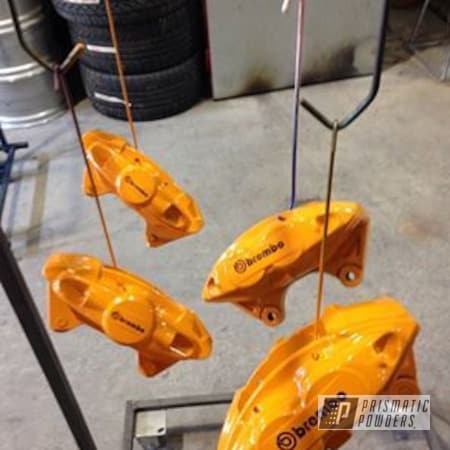 Powder Coating: Brembo 370z,Automotive,RAL 2000 Yellow Orange