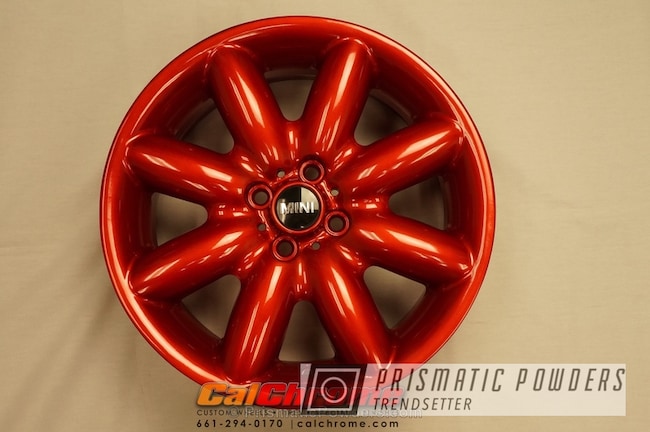 Powder Coating: Illusion Orange Cherry PMB-5509,Clear Top Coat,Mini Cooper Wheels,Clear Vision PPS-2974,Automotive,Solid Tone,Wheels