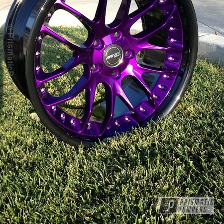 Powder Coating: Illusion Purple PSB-4629,Wheels,Clear Vision PPS-2974,Ink Black PSS-0106,powder coating,powder coated,Prismatic Powders,Purple wheels