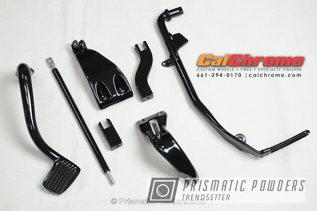 Powder Coating: Ink Black PSS-0106,Kickstand,Other Motorcycle Parts,Motorcycles,Single Powder Application,Shifter Pedal,Solid Tone