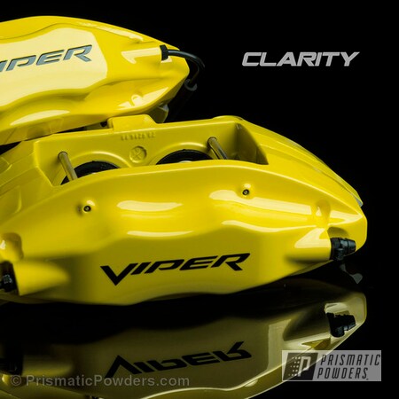 Powder Coating: Automotive,Clear Vision PPS-2974,Viper Brake Calipers,Clear Top Coat,Solid Tone,Hot Yellow PSS-1623