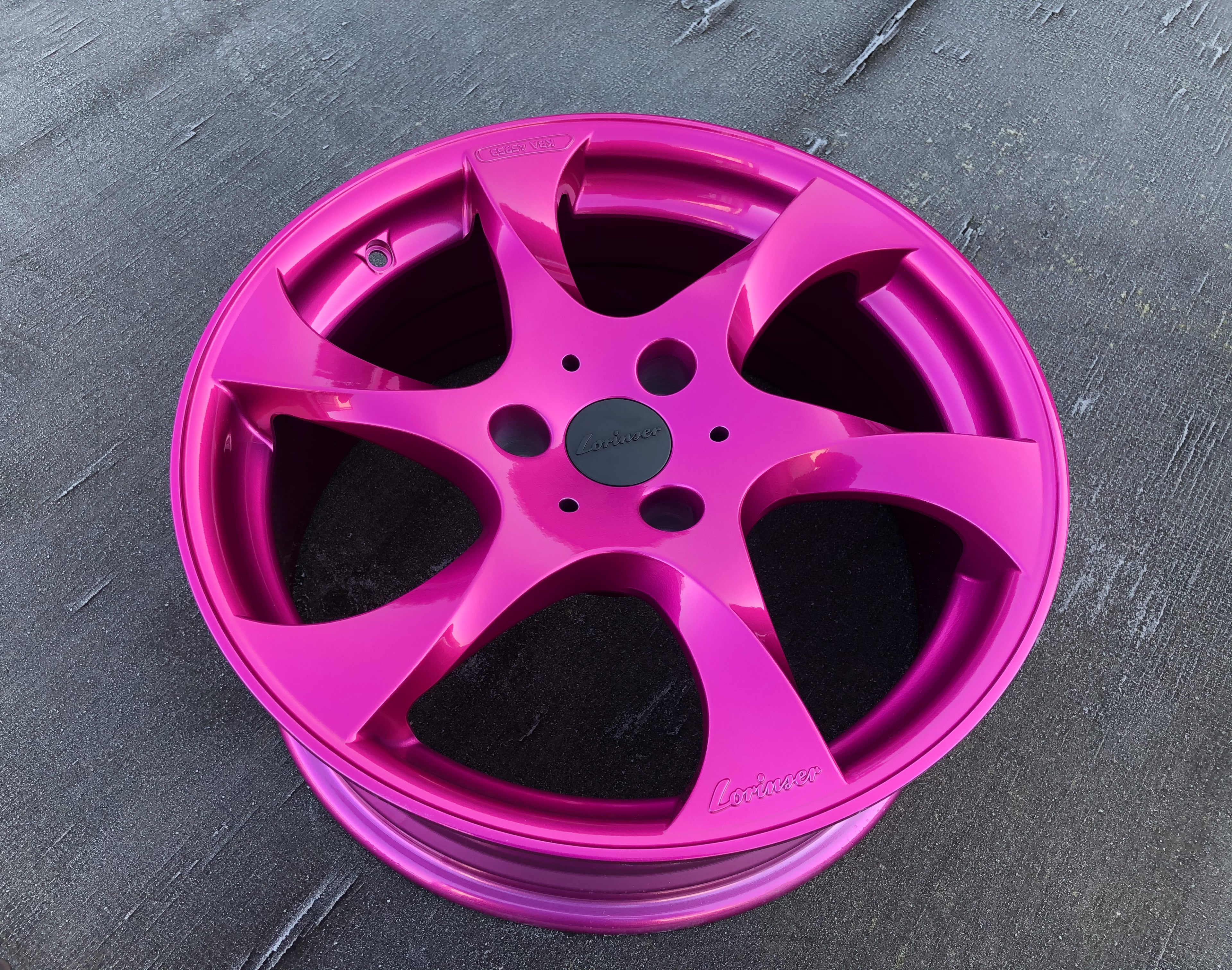 Metallic Pink Rims Alloy Rims finished with Clear Vision and Illusion Pink | Prismatic Powders