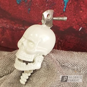 Powder Coated White Small Skull Motorcycle Decor