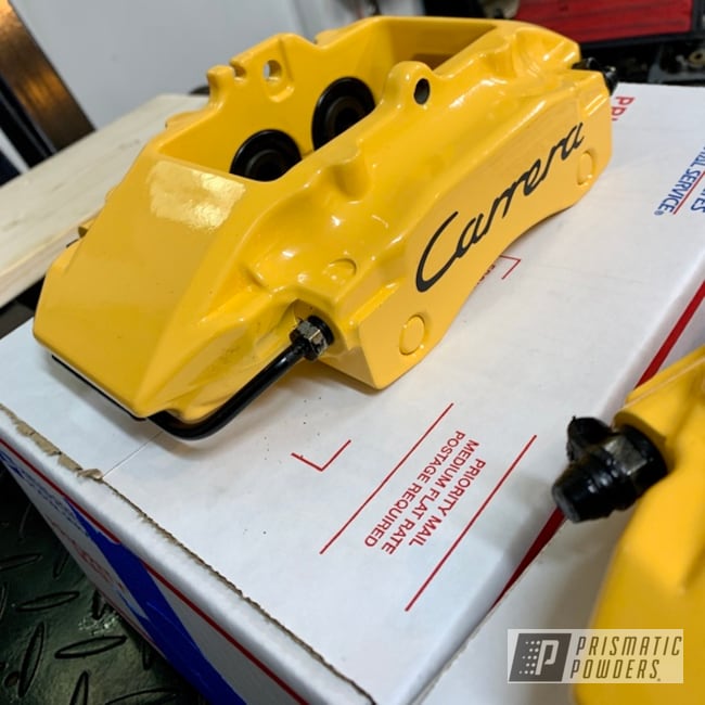 Powder Coated Yellow Porsche Carrera Brake Calipers