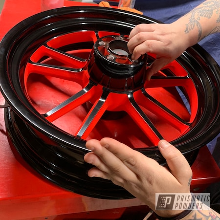 Powder Coating: Motorcycles,Racer Red PSS-5649,Automotive,Wheels,Two Tone