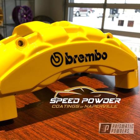 Powder Coating: Clear Vision PPS-2974,Brembo,BMW,Brake Calipers,Brembo Brake Calipers,Custom Brakes,Hot Yellow PSS-1623